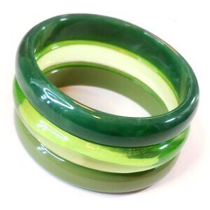 Groovy Green Acrylic Bangle Bracelet Stack